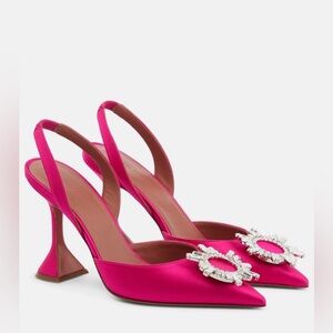 Amina Muaddi Begum embellished satin slingback pumps